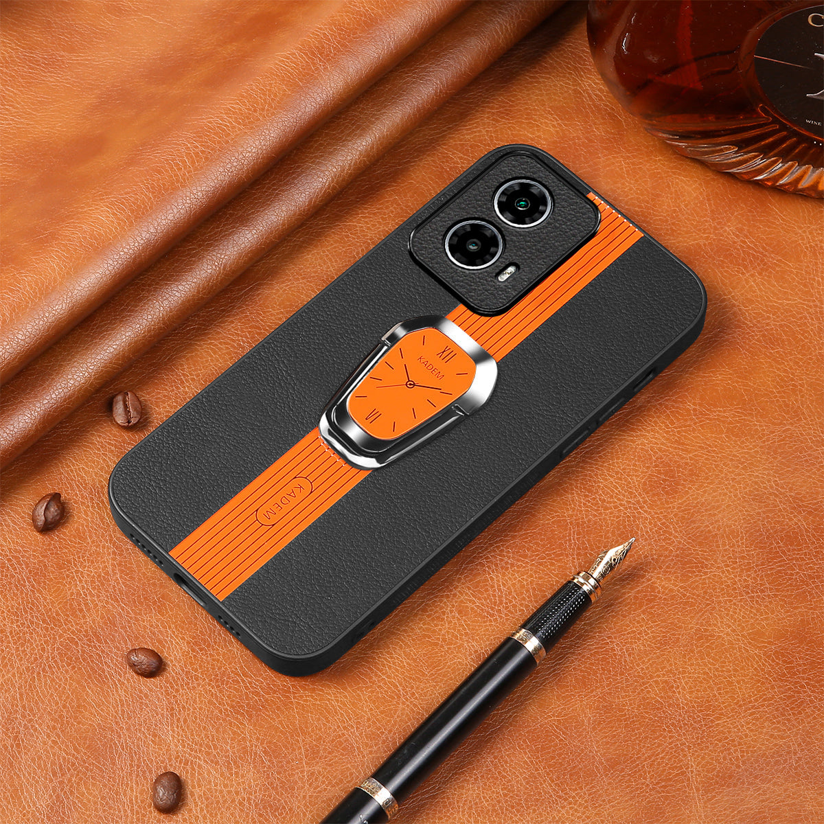 KADEM PU+TPU+Acrylic Cover for Motorola Moto G34 5G Hands-free Kickstand Phone Case KADEM PU+TPU+Acrylic Cover for Motorola Moto G34 5G Hands-free Kickstand Phone Case